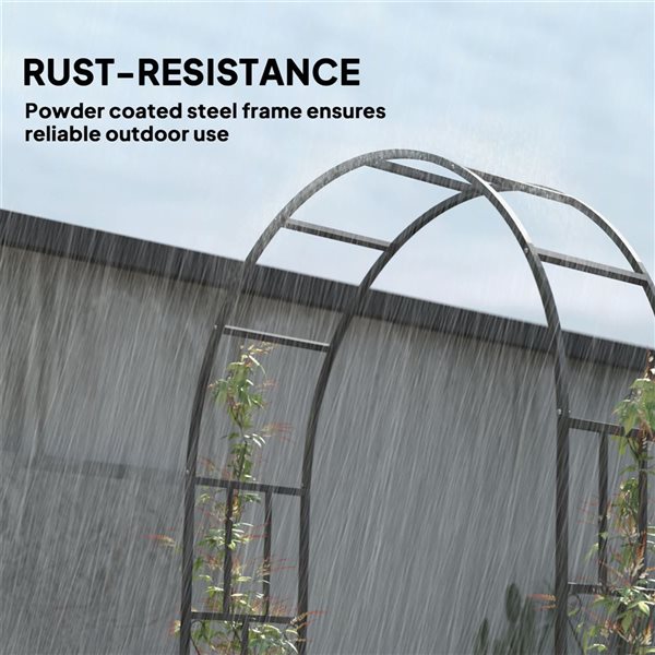 Outsunny 7.3-ft Steel Garden Arch Trellis - Black