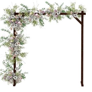 Outsunny 7-ft Wooden Wedding Arch for Floral Arrangements or Balloons w/ Triangular Base and Ground Stakes - Brown