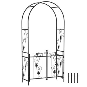 Outsunny 7-ft Steel Garden Arch w/ Double Gate - Black