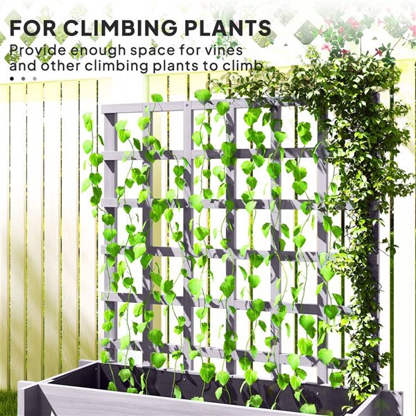 Outsunny 3-Tier Raised Garden Bed w/ Trellis for Climbing Plants