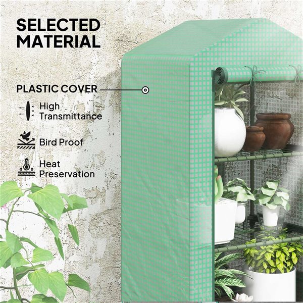 Outsunny 3-Tier Mini Greenhouse w/ Roll-Up Door