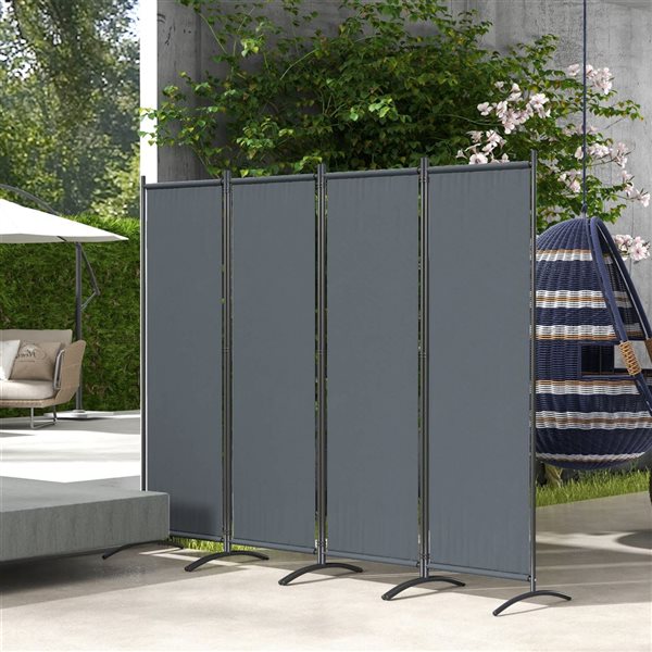 Outsunny Folding Room Divider / Privacy Screen 5.6-ft - Dark Grey