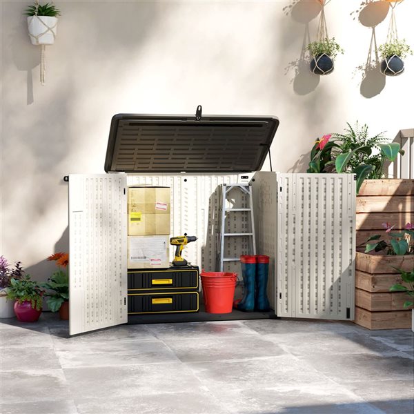 Outsunny 24.5-ft³ Outdoor Storage Cabinet w/ Lockable Doors
