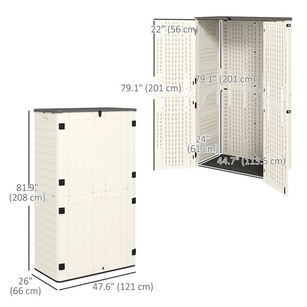 Outsunny 49-ft³ Outdoor Storage Cabinet w/ Lockable Doors