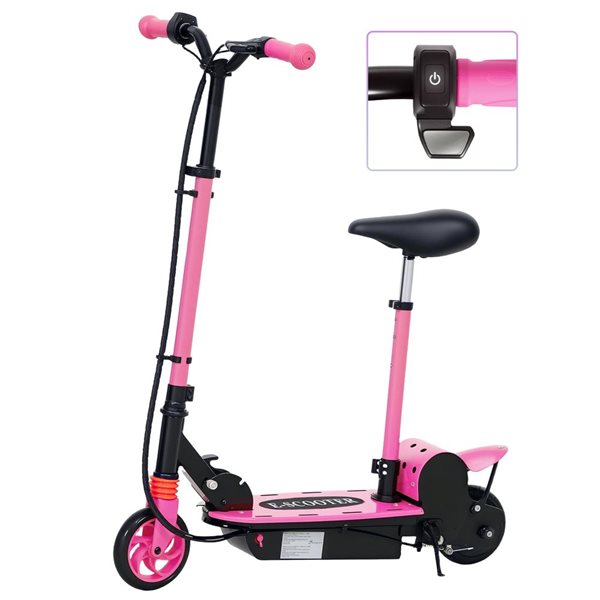Soozier Foldable Electric Scooter w/ Seat for Kids 6-14 - Pink AA1