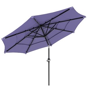 Outsunny 10.7-ft 4-Tier Outdoor Patio Umbrella with Crank and 8 Ribs - Purple
