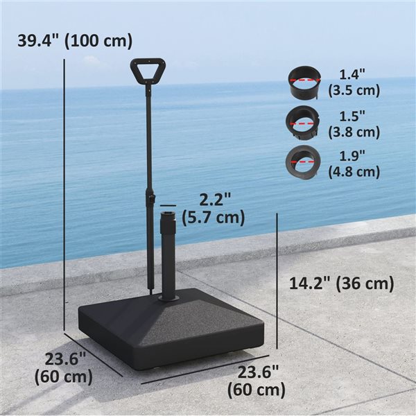 Outsunny 23.6 W x 14.2-in H Black Plastic Fillable Patio Umbrella Base w/ Adjustable Wheels