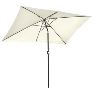 Parasol de terrasse rectangle inclinable par Outsunny 9,6 x 6,4 pi avec poignée à manivelle, blanc crème