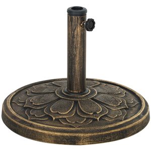 Base de parasol ronde en béton/résine par Outsunny 18,1 po diamètre, bronze