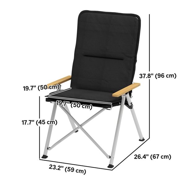 Outsunny Set of 2 Black Folding Adjustable Camping Chairs w/ Carry Bag Black