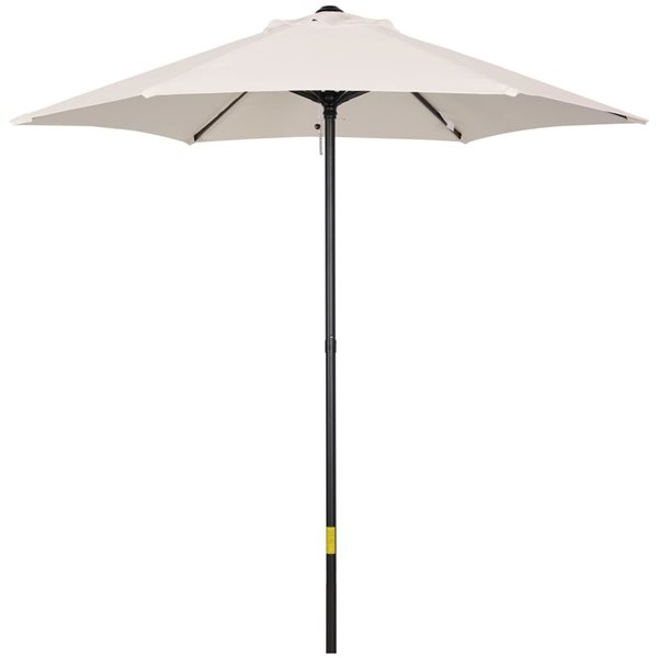 Outsunny 6.4-ft dia Aluminum/Polyester Patio Umbrella with Push-Open Design - Cream White