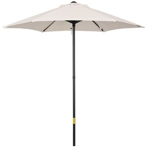 Outsunny 6.4-ft dia Aluminum/Polyester Patio Umbrella with Push-Open Design - Cream White