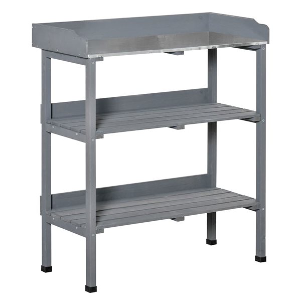 Outsunny 29.9 L x 14.6 W x 35-in H Grey Wood Outdoor Garden Potting ...