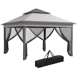 Outsunny 10.7 x 10.7-ft Light Grey Square Height Adjustable Portable Gazebo