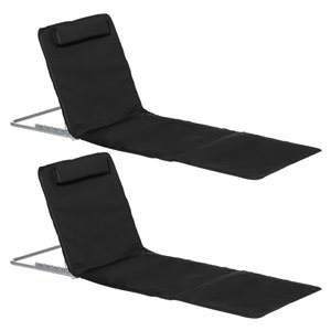 Ensemble de 2 chaises longues pliantes Outsunny black pour l'extérieur avec oreiller