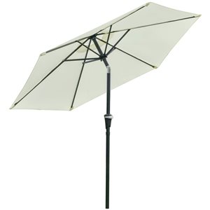 Outsunny 7.5-ft dia Metal/Polyester Tilt Patio Umbrella with Crank Handle - Cream White