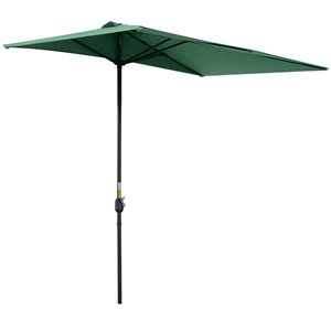 Outsunny 7.5 L x 4.3-ft W Metal/Polyester Half Patio Umbrella with Crank Handle - Green