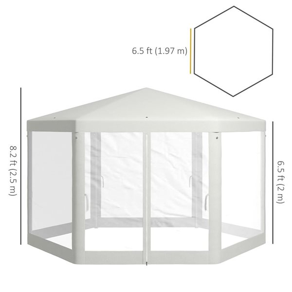 Outsunny 6.5 x 6.5-ft Cream White Hexagon Patio Gazebo Tent