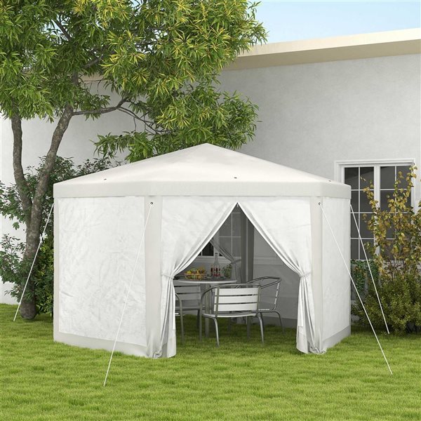 Outsunny 6.5 x 6.5-ft Cream White Hexagon Patio Gazebo Tent