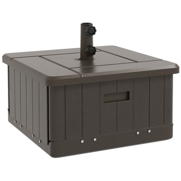 Outsunny 17.7 W x 11.6-in H Brown Plastic 3-in-1 Square Patio Umbrella Base w/ Wheels