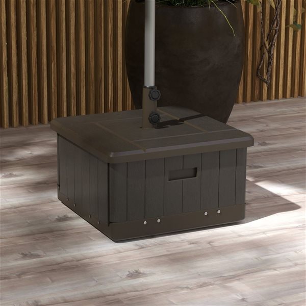 Outsunny 17.7 W x 11.6-in H Brown Plastic 3-in-1 Square Patio Umbrella Base w/ Wheels