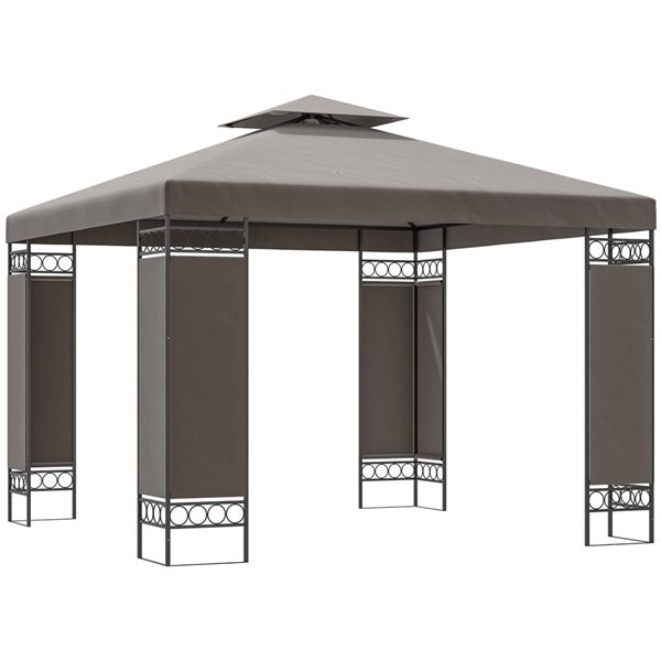 Outsunny 10 x 10-ft Dark Grey Square Double Roof Gazebo