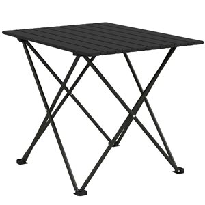 Outsunny 22-in W Black Metal Outdoor Folding Portable Picnic Table with Carry Bag