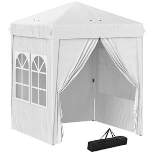 Outsunny 7 x 7-ft ft White Square Pop-Up Canopy Tent w/ Sidewalls