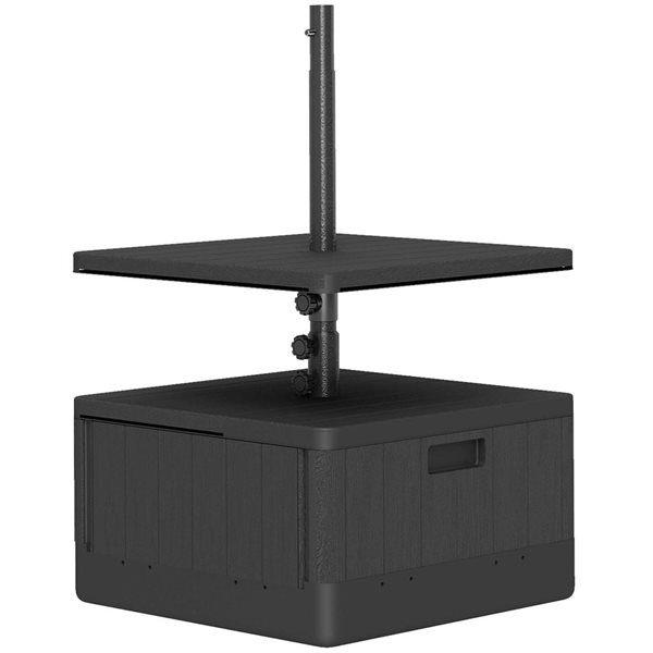 Outsunny 20.9-in W Black Plastic Box-Shaped Outdoor Umbrella Base w/ Table Tray and Wheels