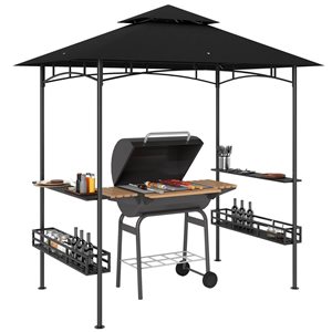 Outsunny 8 x 5-ft Black 2-Tier Rectangular Grill Gazebo