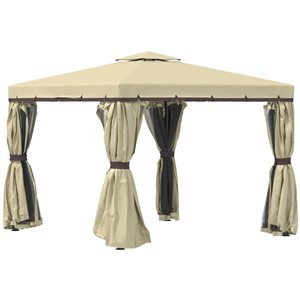Outsunny 10 x 10-ft Beige 2-Tier Square Soft Top Canopy Gazebo