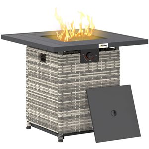 Outsunny 28-in Grey Steel Outdoor Liquid Propane Fireplace w/ Rain Cover - 40,000 BTU