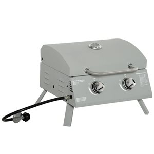 Barbecue à 2 brûleurs Smart Grill Outsunny au propane et gaz naturel argent