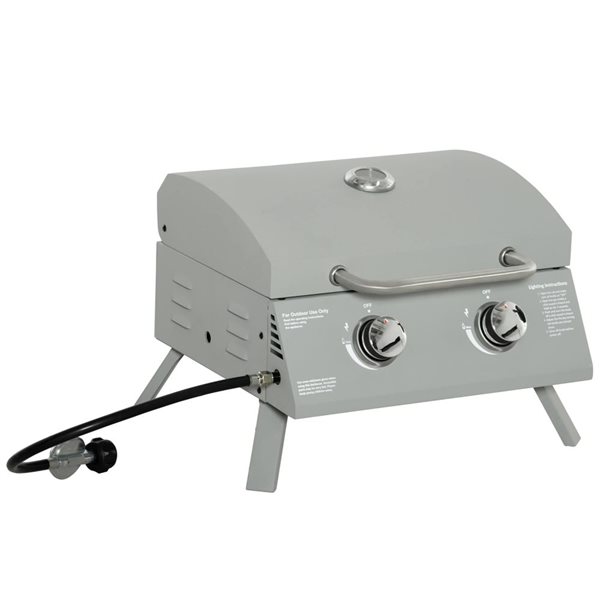 Outsunny Smart Grill Silver 2-Burner Propane Gas BBQ Grill