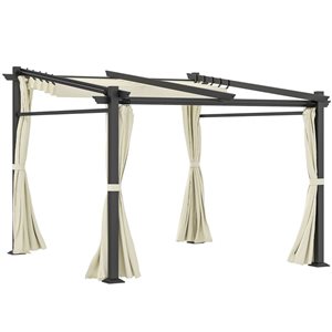 Outsunny 10 x 10-ft Beige Polyester/Black Aluminum Pergola with Sliding Roof Canopy