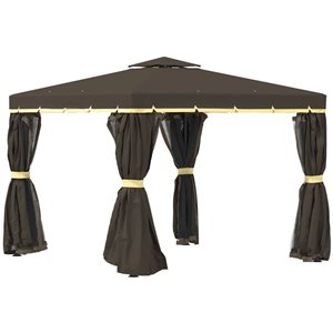 Outsunny 10 x 10-ft Brown 2-Tier Square Soft Top Canopy Gazebo