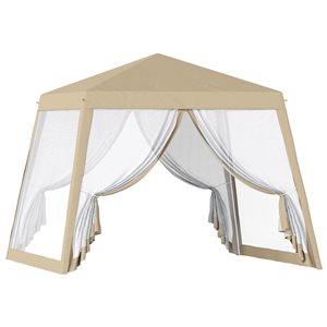Outsunny 10 x 10-ft Khaki Square Party Tent Canopy w/ Netting