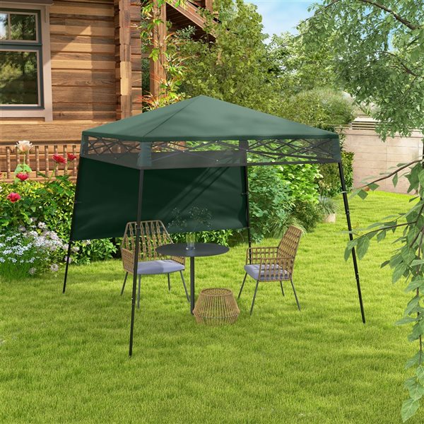 Outsunny 7 x 7-ft Dark Green Square Pop Up Canopy w/ Inclined Legs