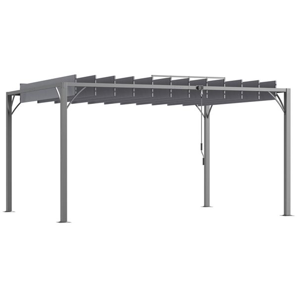 Outsunny 12.7 x 9.5-ft Grey Aluminum/Polyester Outdoor Louvered Pergola