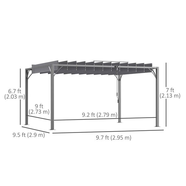 Outsunny 12.7 x 9.5-ft Grey Aluminum/Polyester Outdoor Louvered Pergola