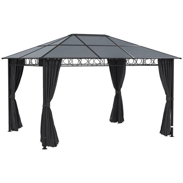 Outsunny 10 x 13-ft Dark Grey Rectangular Hard Top Gazebo w/ Frame