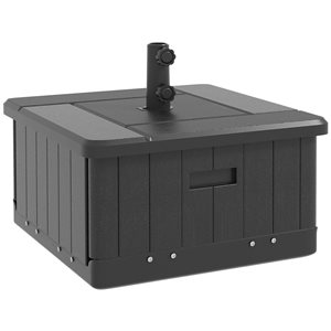 Base de parasol carrée 3-en-1 par Outsunny 17,7 l. x 11,6 po h. en plastique noir avec roulettes