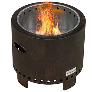 Outsunny 17.7-in dia Distressed Bronze Iron Smokeless Round Portable Firewood Firepit