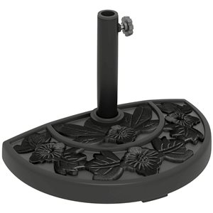 Demi-base de parasol en béton/résine noire par Outsunny 19,7 x 12,4 po, 21 lb