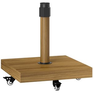 Base de parasol pour patio par Outsunny 17,7 l. x 23,6 po h. remplie de béton et aspect bois naturel