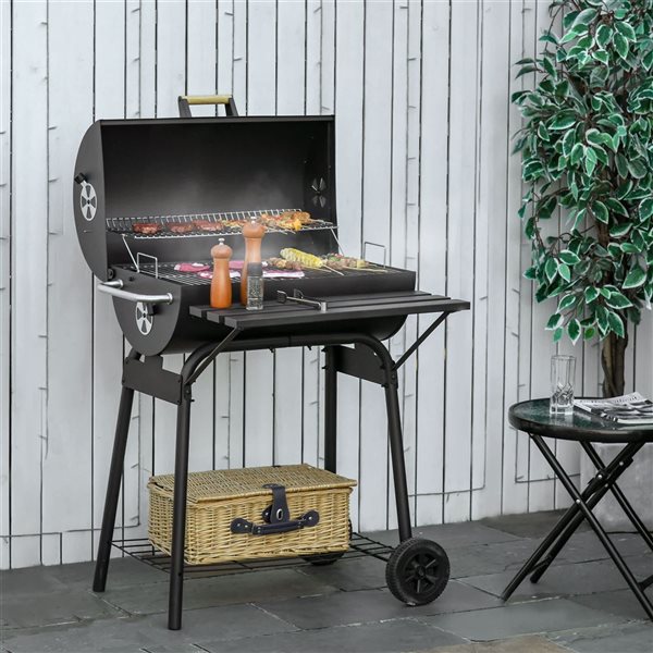 Barbecue portatif au charbon de bois Carports Outsunny de 30 po l. en noir