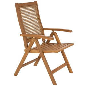 Chaise de camping pliante Outsunny en bois de teck brun pour l'extérieur