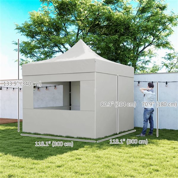 Outsunny 10 x 10-ft Light Grey Square Pop Up Canopy Tent w/ Sidewalls