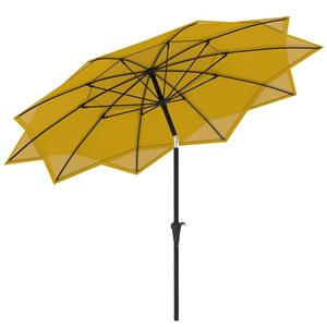 Outsunny 8.5-ft Flower-Shaped Patio Umbrella with 10 Ribs and Crank Handle - Yellow