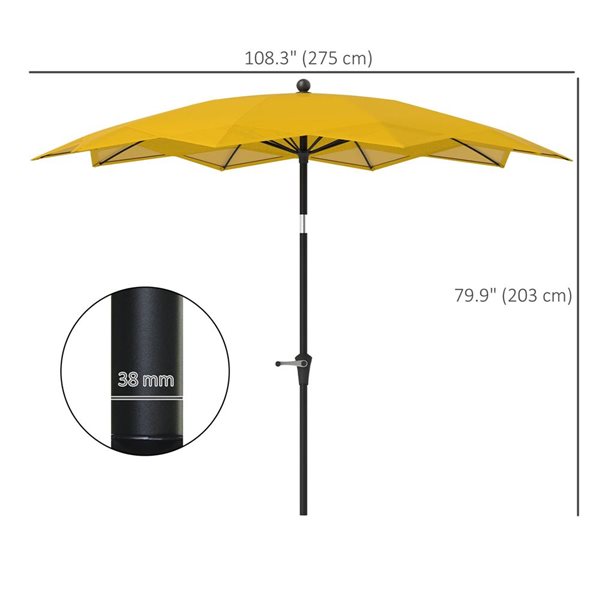 Outsunny 8.5-ft Flower-Shaped Patio Umbrella with 10 Ribs and Crank Handle - Yellow